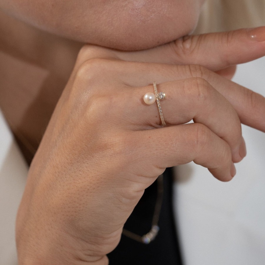 Ring Loyal.e Paris | Twin Diamond Pearl Ring