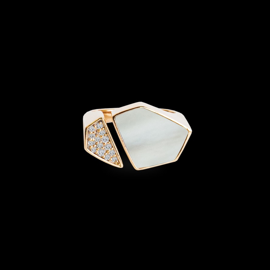 Ring Loyal.e Paris | Hexagon Signet Ring [Mother Of Pearl]