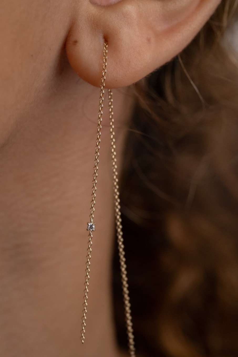 Pierced Earrings Loyal.e Paris | Middle Chain Diamond Earring